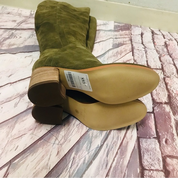 Marc Fisher Boots Womens Size 5.5M Elaine Over the Knee Olive Suede Leather. - Picture 2 of 7
